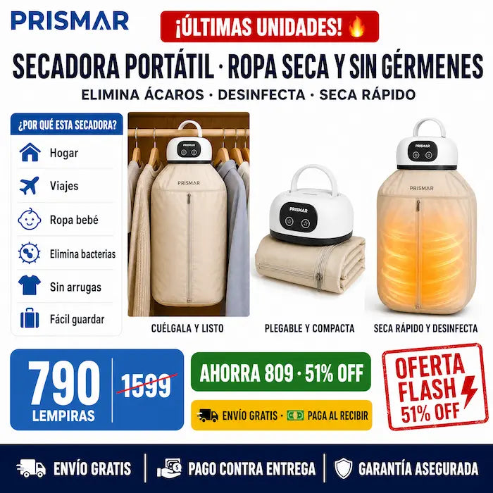 👕 Secadora Portátil de Ropa — ¡Secá y Desinfectá sin Depender del Sol!