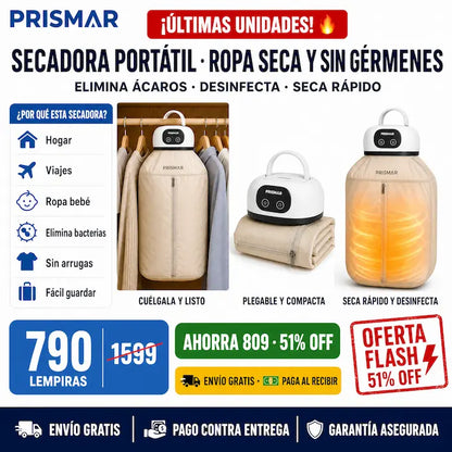 👕 Secadora Portátil de Ropa — ¡Secá y Desinfectá sin Depender del Sol!