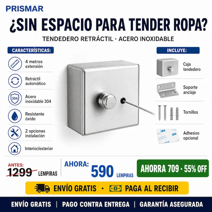 👕 Tendedero Retráctil de Pared — ¡Tendé la Ropa Sin Ocupar Espacio!