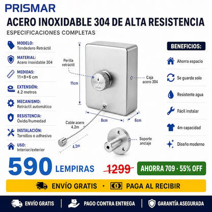 👕 Tendedero Retráctil de Pared — ¡Tendé la Ropa Sin Ocupar Espacio!