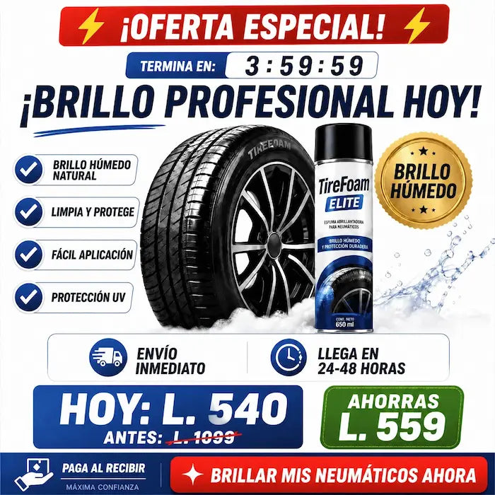 TireFoam Elite™ – Espuma Restauradora y Brillo Profesional para Neumáticos