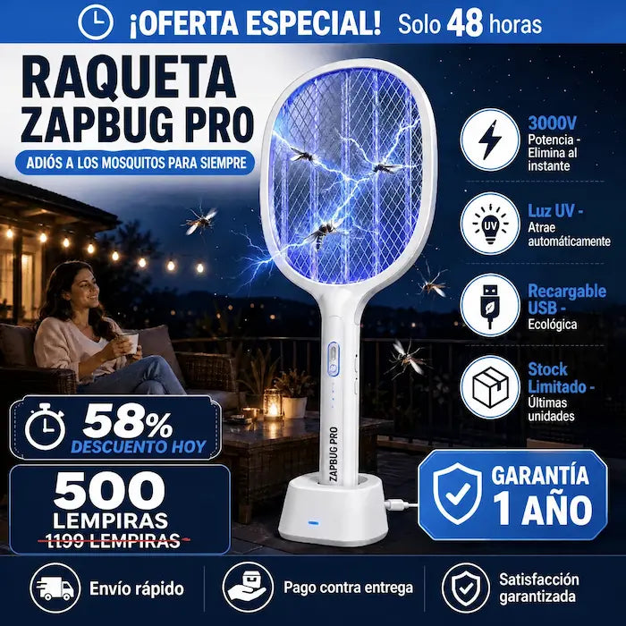 ZapBug Pro™ – Raqueta Eléctrica Anti-Insectos