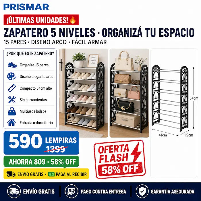 👟 Zapatero Decorativo 5 Niveles — ¡Organizá tus Zapatos con Estilo! - imagen 2