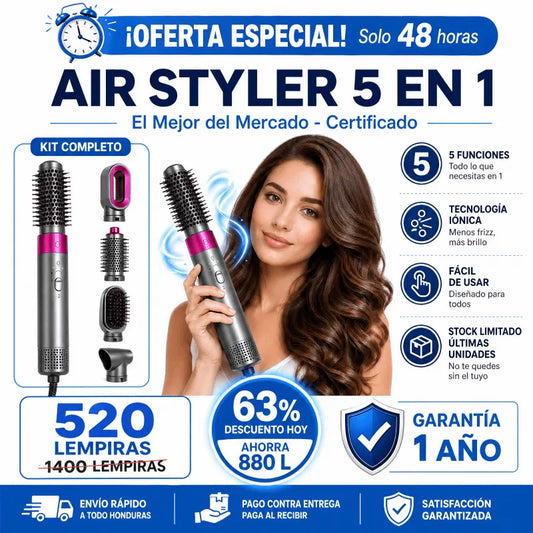 Air Styler 5 en 1 – Secador, Rizador y Cepillo de Aire con Tecnología Iónica con Garantía y Certificado - Inversiones Alkosto