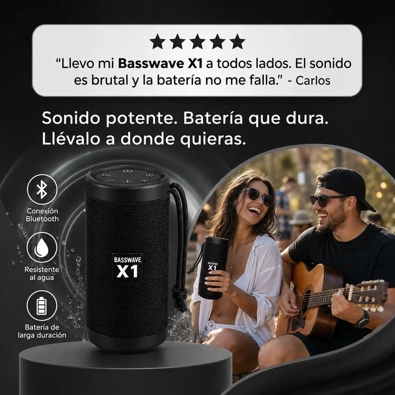 BassWave X1 – Bocina Bluetooth Portátil / Subwoofer para Exteriores - imagen 3