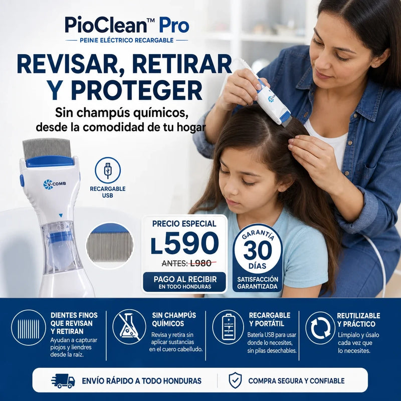 PioClean™ Pro – Eliminador Eléctrico de Piojos y Liendres (Recargable) - imagen 2