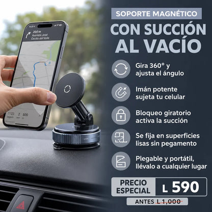 MagLock 360™ — Soporte Magnético para Celular con Succión al Vacío con Garantia