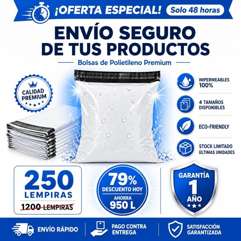Bolsas de Envío de Polietileno VARIOS TAMAÑOS con Adhesivo – Pack para Emprendedores - Inversiones Alkosto