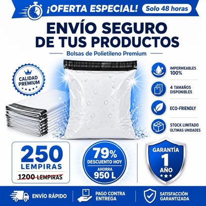 Bolsas de Envío de Polietileno VARIOS TAMAÑOS con Adhesivo – Pack para Emprendedores - Inversiones Alkosto