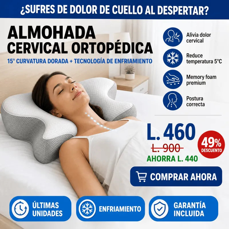 CerviCool Pro – Almohada Cervical Ortopédica con Enfriamiento - Inversiones Alkosto