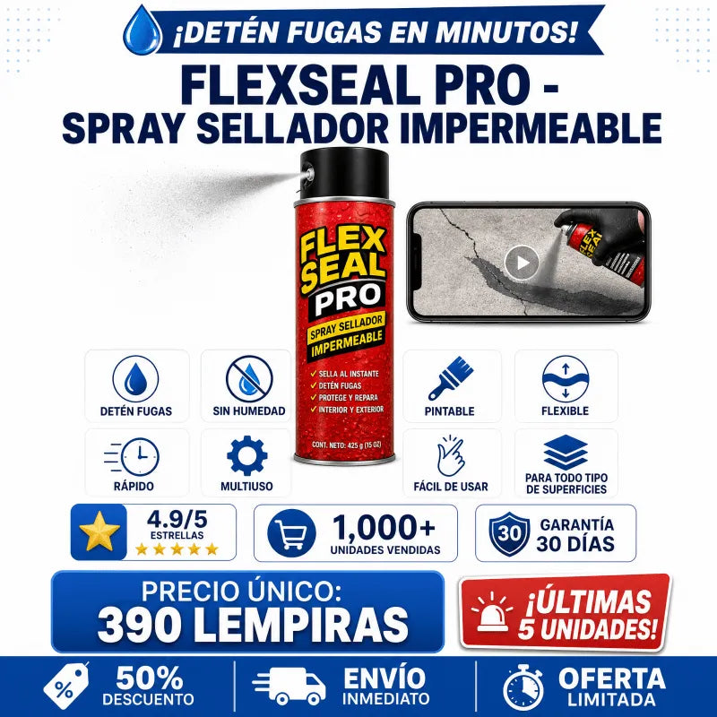 FlexSeal Pro – Spray Sellador Impermeable Antifugas - Inversiones Alkosto