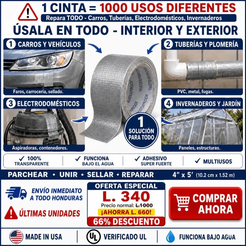 HydroStop Pro – Cinta Selladora Impermeable de Alta Resistencia Amazon con garantía extendida - Inversiones Alkosto