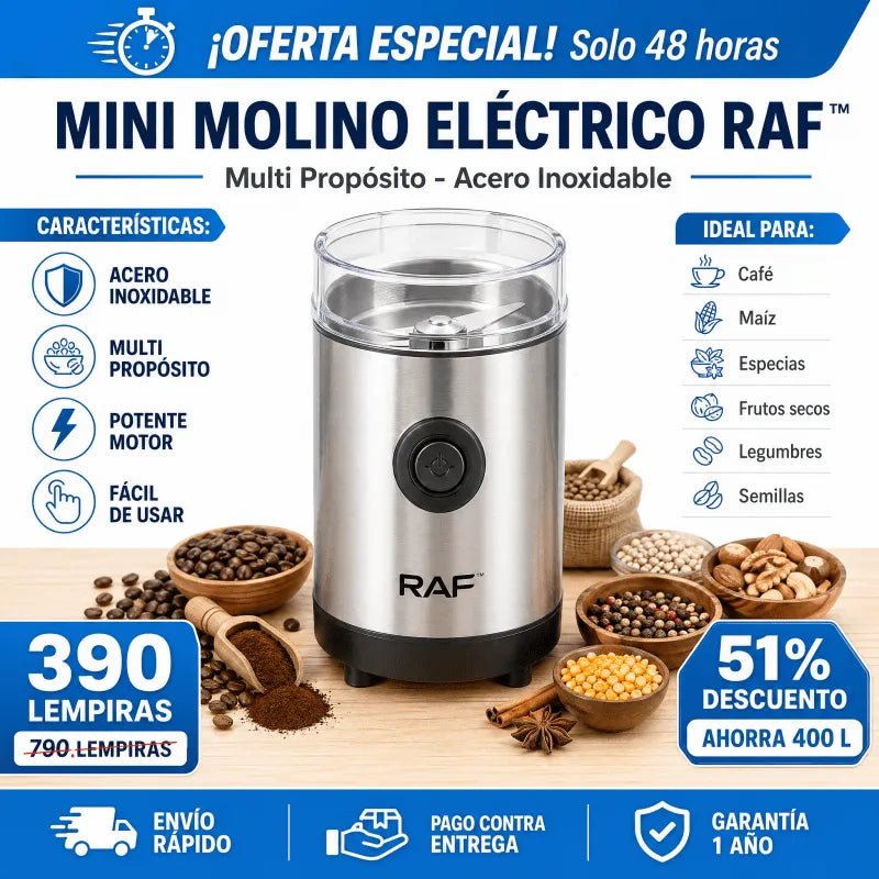 MINI MOLINO ELÉCTRICO DE ACERO INOXIDABLE (GRANOS / MAÍZ / Y MAS ) MAS GARANTIA INCLUIDA - Inversiones Alkosto