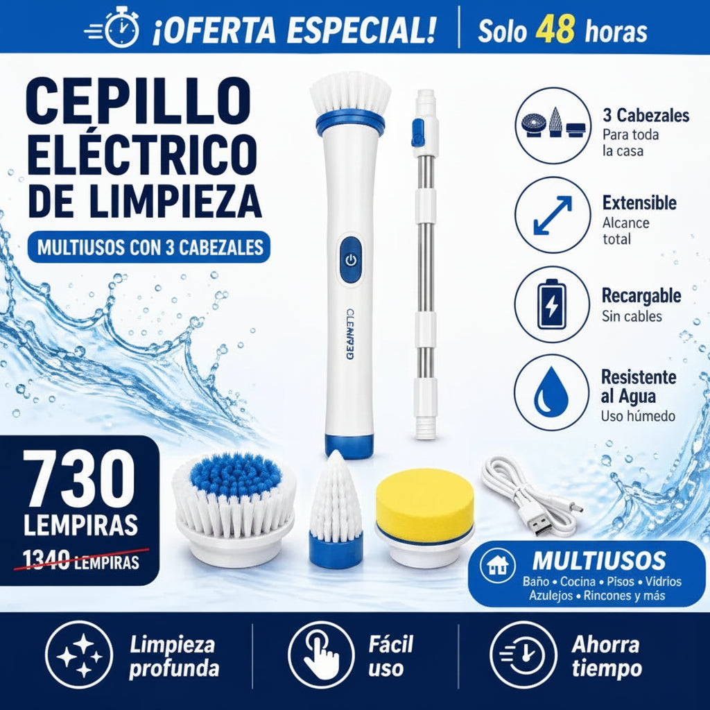 PowerScrub Pro™ – Cepillo Eléctrico Giratorio de Limpieza