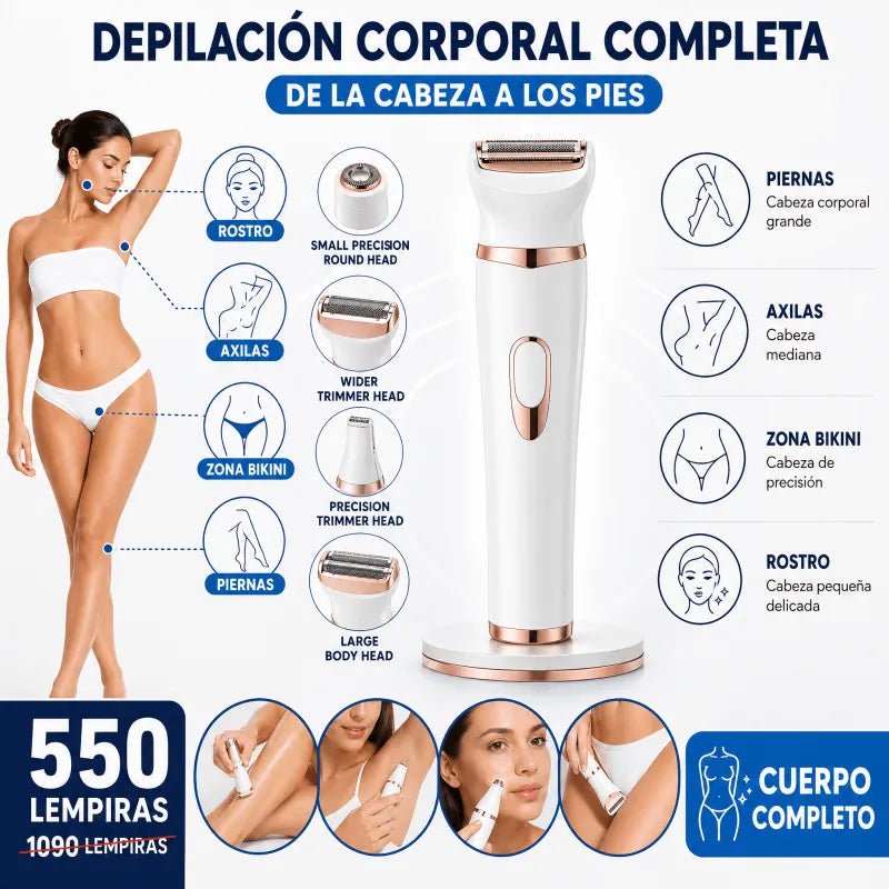 SmoothTrim™ – Depiladora 4 en 1 para Piel Suave, Rápida y sin Irritación
